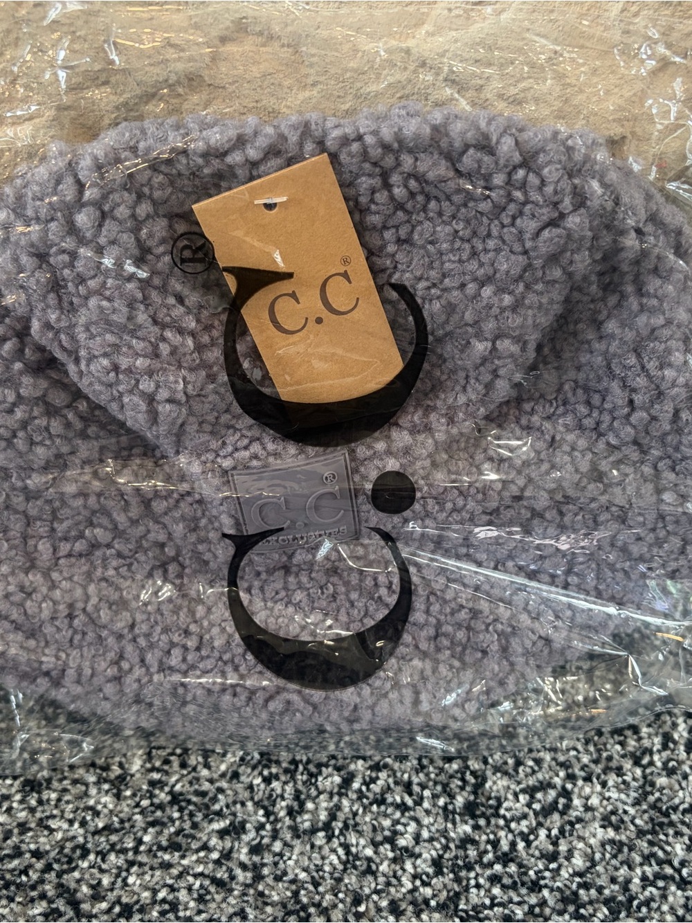 C.C Plush Sherpa Beanie in Light Gray
